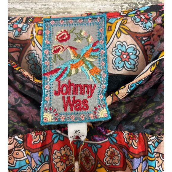 Johnny Was womens XS boho silk long sleeve Mandala Margot blouse new flutter fit - Picture 5 of 8